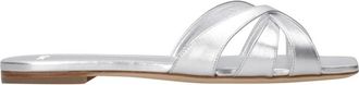 3Juin Zilveren leren sandalen met gelamineerde afwerking - Dames - Sandalen - Grijs - 40 EU - Leer - Schoenen