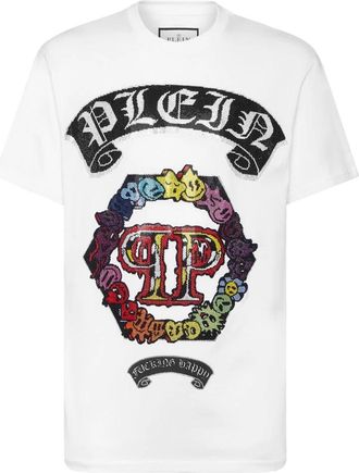 Philipp Plein T-Shirt Ronde Hals Smile - Heren - T-shirts - Wit - 4XL - Katoen - Tops