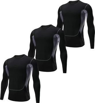 Generic 5 Pack or 3 Packs Compression Tops for Men Short Sleeve Mens Running Top Mesh Design Quick Dry Base Layer Sports Fitness(M,3 GM)