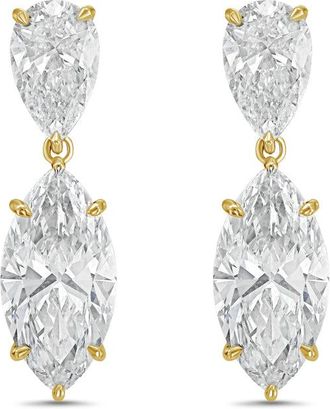 Diana M. Jewels 14KW YG 10.00 Ct TW of Lab grown pear and marquise shape diamond drop earrings