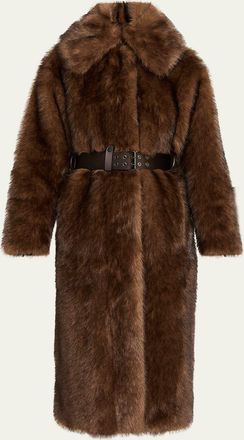 Moncler Arly Long Faux Fur Coat