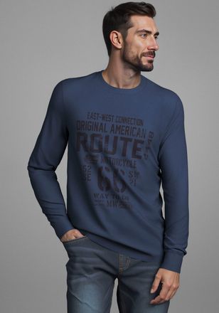 Man's World Rundhalsshirt MANS WORLD Neue Kollektion, Herren, Gr. 4XL, blau (rauchblau), Single Jersey, Obermaterial: 100% Baumwolle, bedruckt, regular fit, Rundh