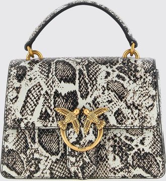 Pinko Love Bag One Python-Print Leather Mini Handbag with Logo