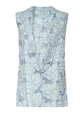 Genny Linen Vest With Orchid Embroidery