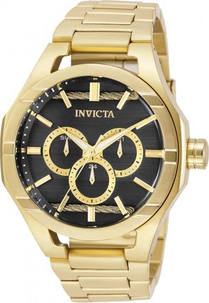 Invicta Bolt Quartz Black Dial Yellow Gold-tone Mens Watch 31831
