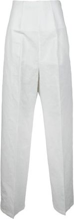 Sportmax Rechte Broek - Dames - Straight fit broeken - Wit - 2XS - Katoen - Broeken