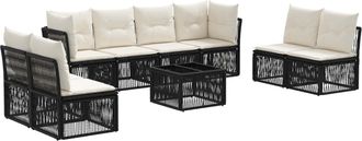 vidaXL Conjunto De Sof&aacute;s De Jard&iacute;n 9 Uds. Negro Rat&aacute;n Sint&eacute;tico Vidaxl
