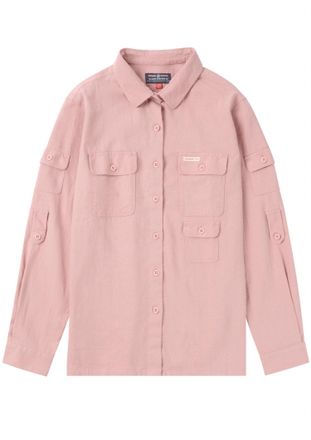 Amundsen & Scott Womens Linen Button Down Shirt In Faded Peony Pink