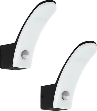 Loops 2 PACK IP44 Outdoor Wall Light & PIR Sensor Black Aluminium 11W LED