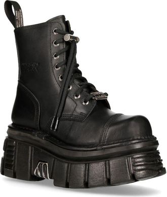 New Rock Leather Combat Tower Boots- M-NEWMILI083-S21