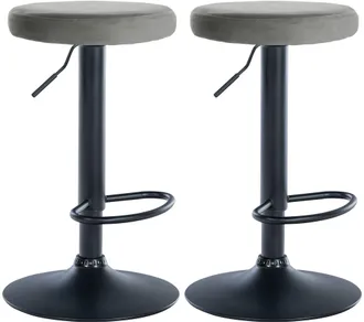 Clp Clp - Set De 2 Taburetes De Bar Ponte En Terciopelo Gris Metal Negro Mate