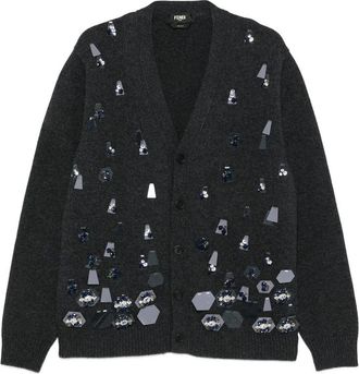 Fendi Crystal-embellished Button-up Cardigan