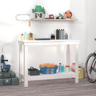 vidaXL Vidaxl - Banco De Trabajo De Madera Maciza De Pino Blanco 110x50x80 Cm
