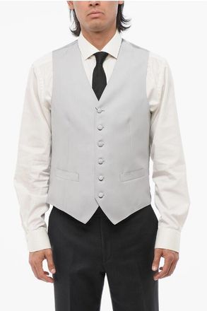 Corneliani 6 Buttons Wool Vest With Jetted Pockets size 58