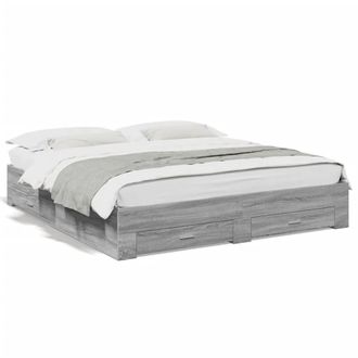 Berkfield Home Bed Frame w/Drawers Frame Grey Sonoma 180x200 cm Super King