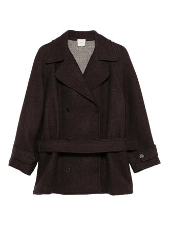 Alysi belted double-breasted coat - Brown