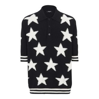 Balmain Maglia Polo Stelle - - Knitwear - Uomo - Nero - M