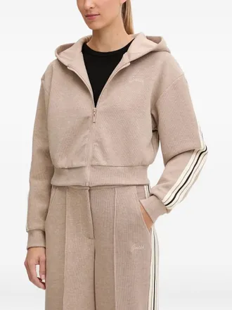 Guess Co stripe-sleeve hooded hoodie - Brown