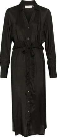 Kaffe Zwart Diep Overhemdjurk met Riem - Dames - Shirt Kleedjes - Zwart - S - Kleedjes