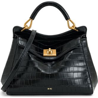JW PEI Lucia Faux Leather Top Handle Bag in Black Croc at Nordstrom