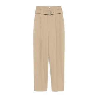 Bottega Veneta Wide Trousers, female, Beige, Size: 2XS Compact Cotton Trousers