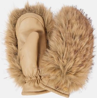 Goldbergh Hill faux fur-trimmed leather ski mittens