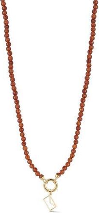Ember Fine Jewelry 14K Yellow Gold Envelope Charm Beaded Necklace in Gold/red at Nordstrom Rack