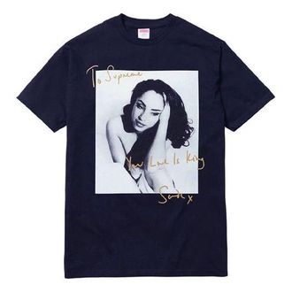 SUPREME SS17 Sade Tee Navy Character Printing Short Sleeve Unisex Navy Blue SUP-SS17-07