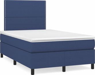 vidaXL Vidaxl - Cama Box Spring Con Colch&oacute;n Y Luces Led Tela Azul 120x190 Cm
