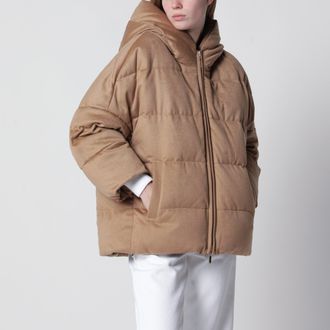 Max Mara Reversible zip camel down jacket
