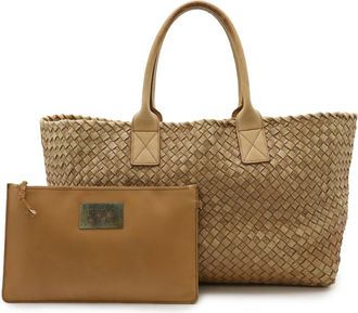 Bottega Veneta Beige Leather Pouch Tote Bag (Pre-Owned)