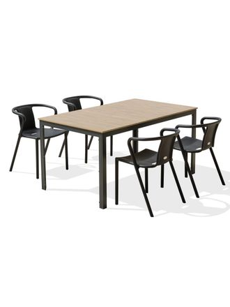 DCB Garden Conjunto de comedor de jard&iacute;n 4 plazas de aluminio