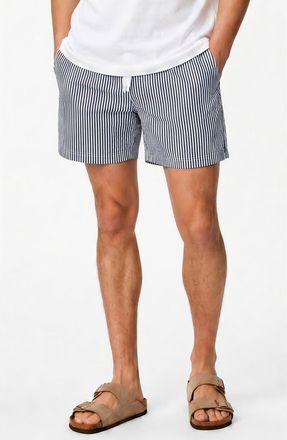 Onia Classic Seersucker Swim Trunks in Navy at Nordstrom Rack, Size Xx-Large