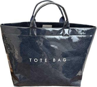 Generic WENHESHAOQI Womens Large PVC Tote Bag with Stylish Letters Print - Clear Transparent Reusable Shopping Hobo Handbags, Lightweight Waterproof Paper Sho