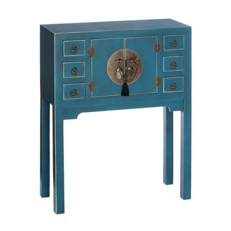 LOLAhome Consola con 6 cajones y 2 puertas oriental de madera azul