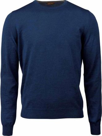 Stenstr&ouml;ms Blauwe Merino Crew Neck Sweater - Heren - Ronde hals truien - Blauw - 2XL - Wol - Truien & Vesten