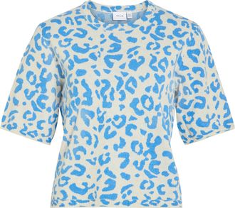 Vila Strickpullover VILA VIMAYAS O-NECK 2/4 KNIT NOOS, Damen, Gr. XXL, super light natural melan pattern:leo all aboard, Strick, Obermaterial: 50% Polyeste