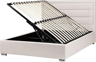 Beliani Cama matrimonial de tejido beige 140x200