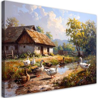 Feeby Cuadro En Lienzo Paisaje Rural Animales Naturaleza 100x70