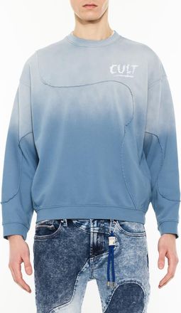 Cult of Individuality Pieced Dip Dye Sweatshirt in Blue Steel at Nordstrom, Size Xxx-Large
