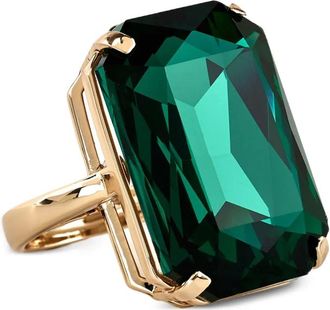 Kenneth Jay Lane Anello con design ottagonale - Verde