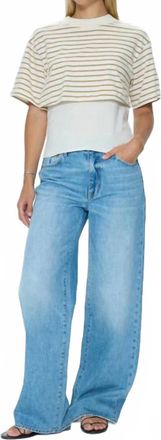 Pistola Denim Camryn Boxy Tee In Tannin Ecru Stripe