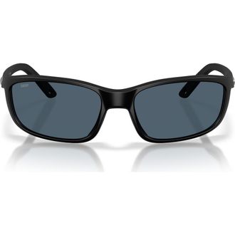 Costa Brine II 59mm Polarized Rectangular Sunglasses in Matte Black /Gray at Nordstrom