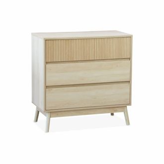 Sweeek C&oacute;moda con efecto madera, 3 cajones, madera clara