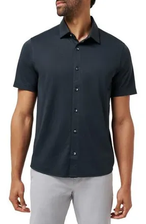Travis Mathew A Class Short Sleeve Knit Cotton Blend Button-Up Shirt in Black at Nordstrom Rack, Size Medium
