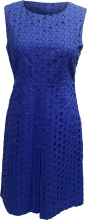 Diane Von F&uuml;rstenberg Pre-owned Womens von Eyelet Mini Dress in Blue Cotton - Size 2XS