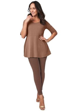 Jessica London Everyday Stretch Cotton Legging in Mocha Black Mini at Nordstrom, Size 40