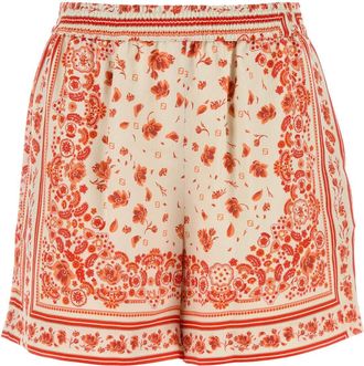 Fendi Womens Printed Silk Shorts - Ivory - Size EU 38 (Womens)