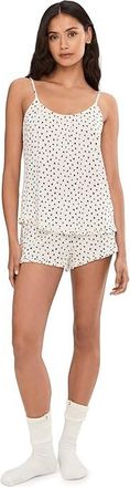 Eberjey Gisele Printed - The Ruffle Cami Shorts Set Womens Pajama Sets Heart To Heart/Black 1 : XXS, Tencel/Spandex/Modal