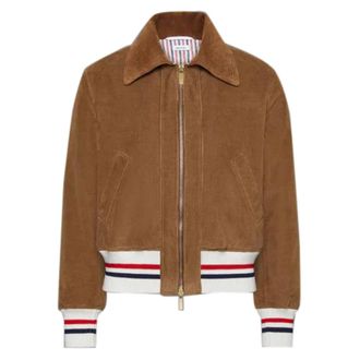 Thom Browne Light Jackets, female, Brown, Size: XS Stylish Cropped Flight Jacket